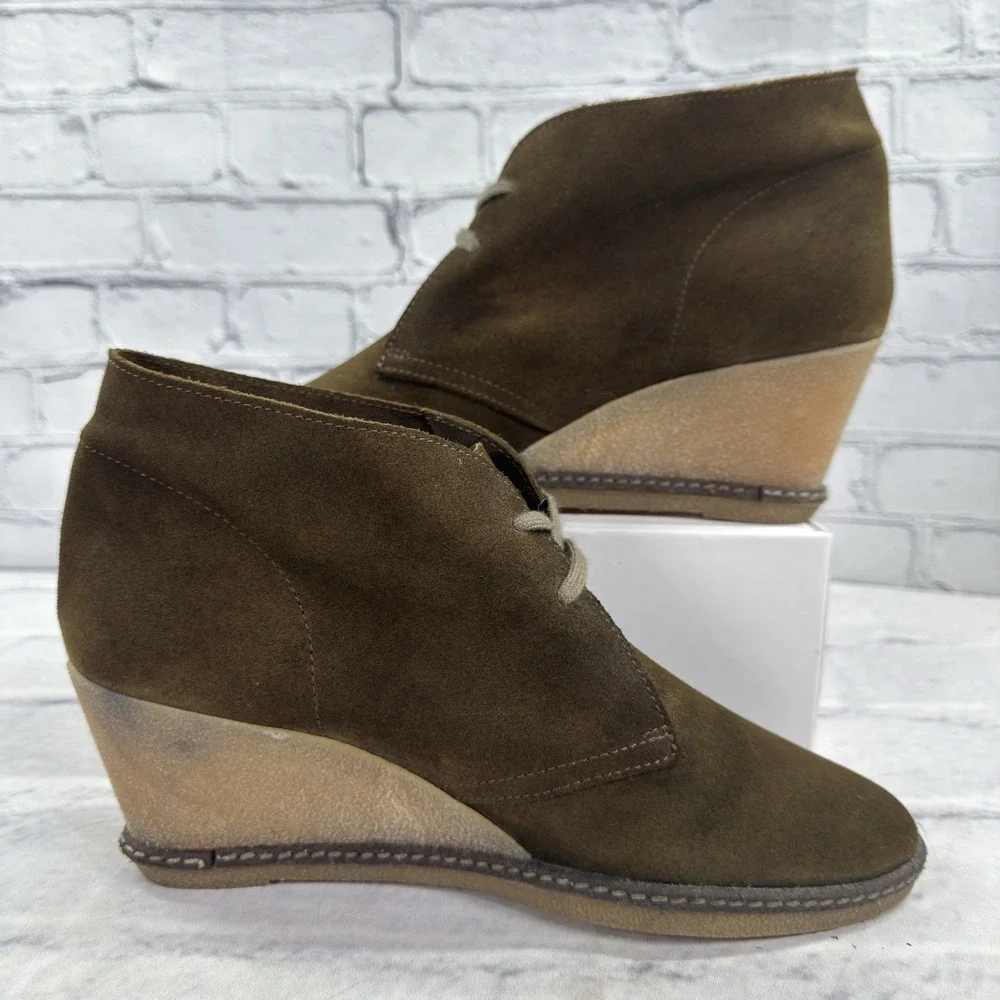J.Crew‎ Boots Women's 11 MacAlister Suede Wedge Olive Casual Lace Up 28671